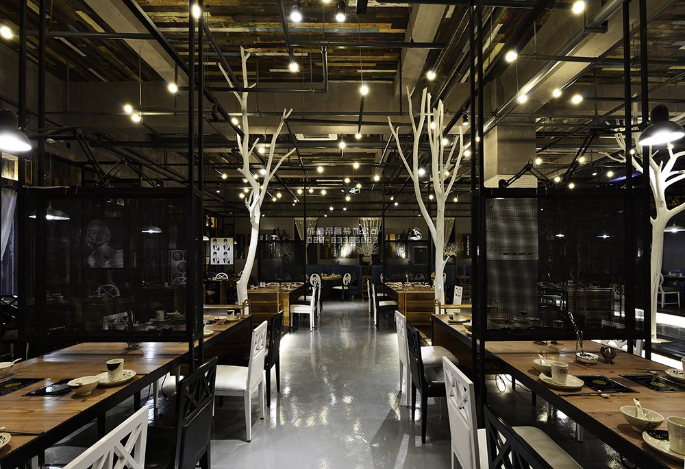 400平工業風火鍋店裝修效果圖