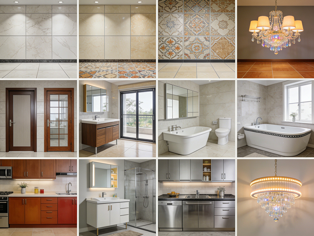 瓷磚、地板、門窗、衛浴、櫥柜、燈具